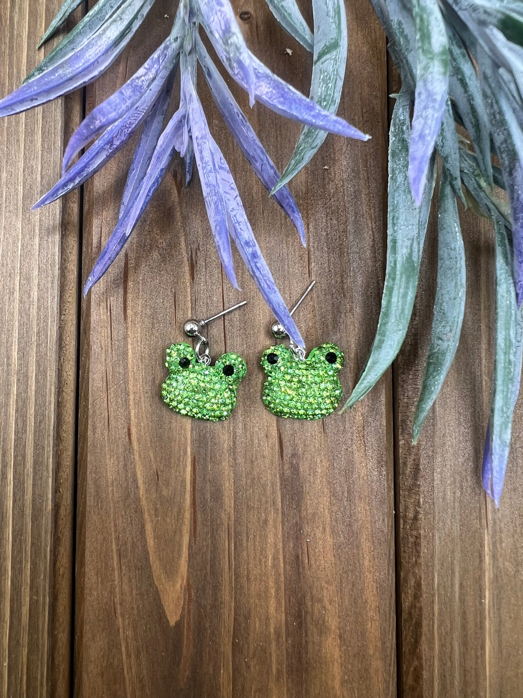 Rhinestone Frog Earrings