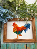 Original Gouache Rooster Painting