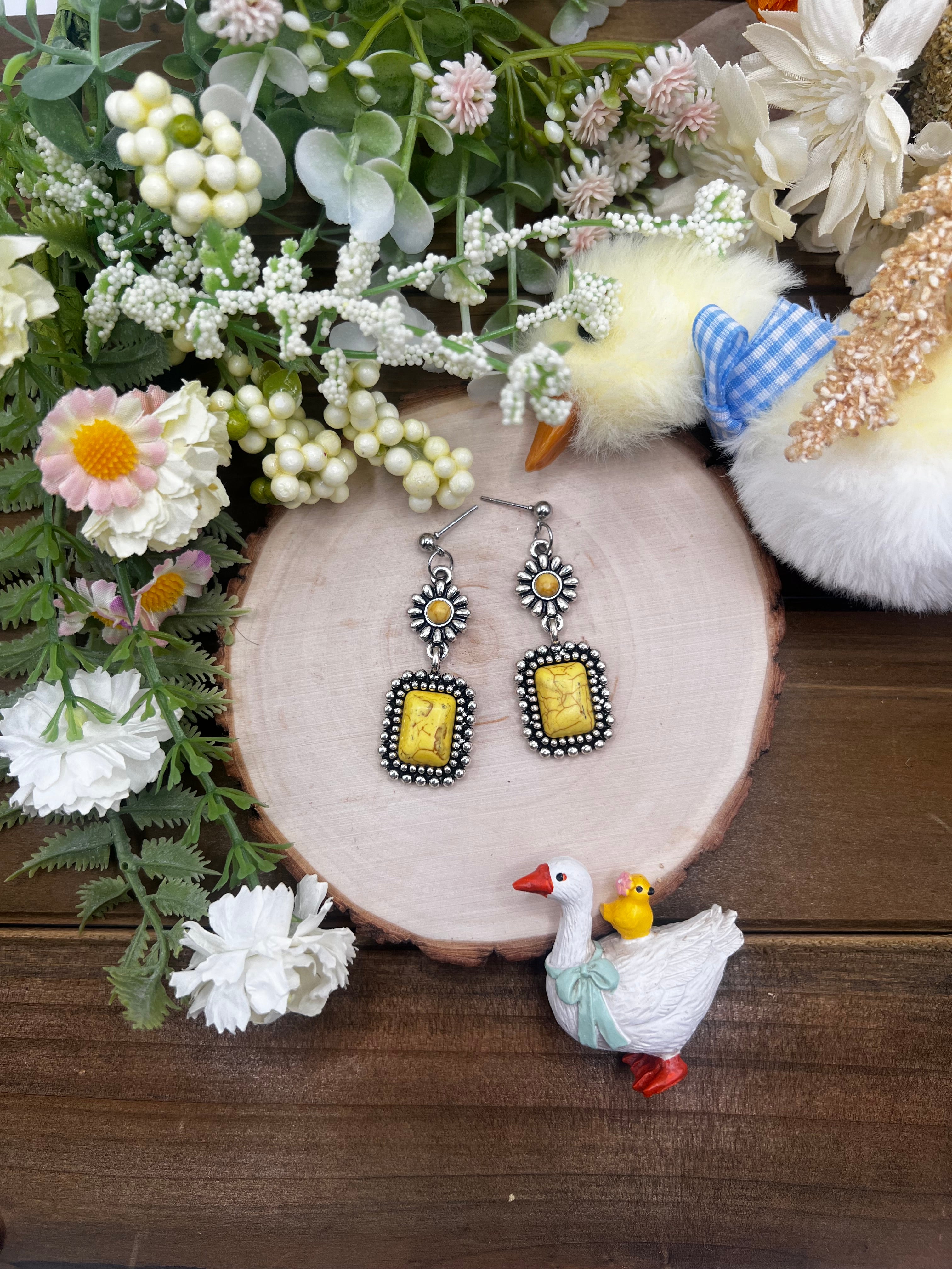 Yellow Flower Earrings
