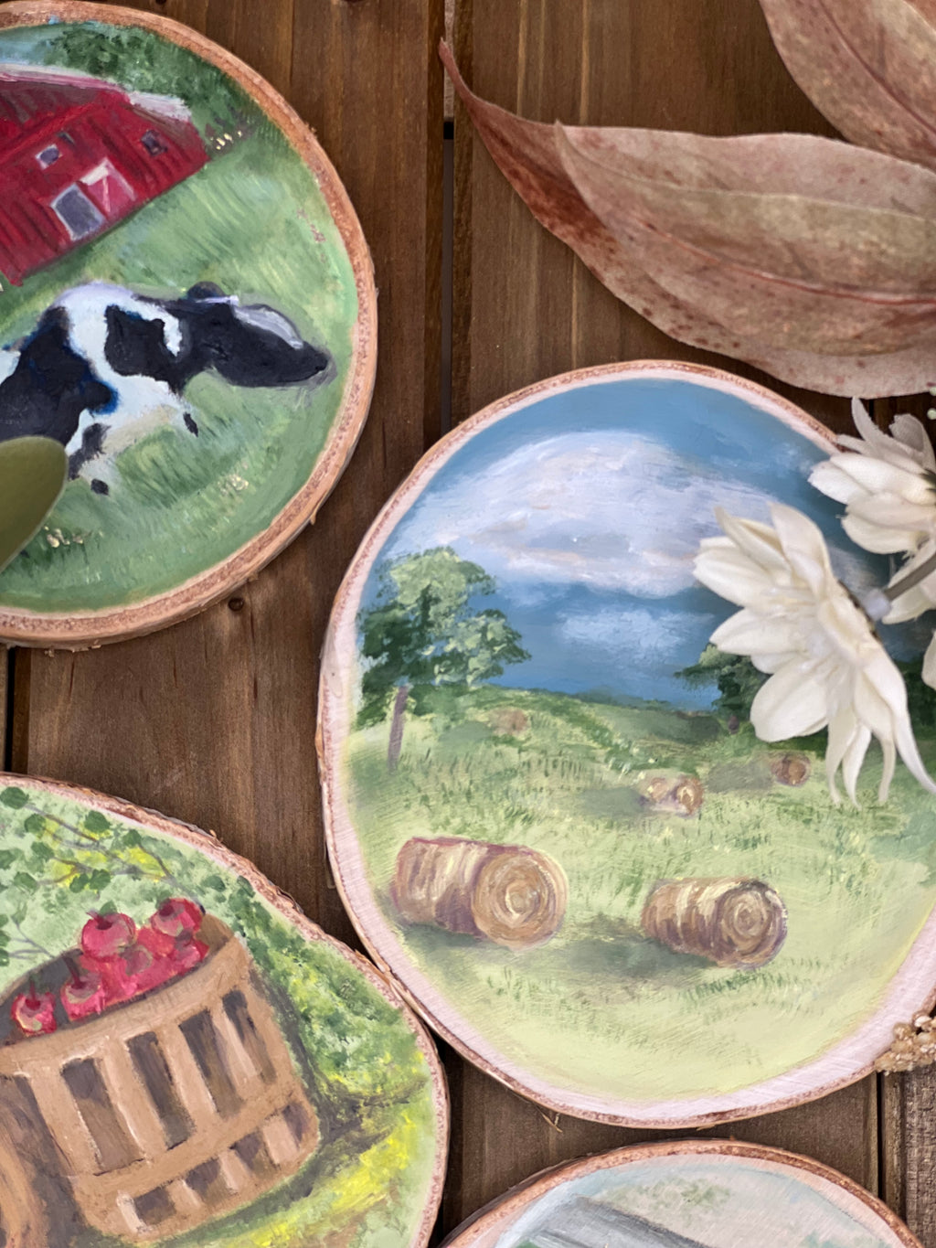 Oil-Painted Farm Coasters