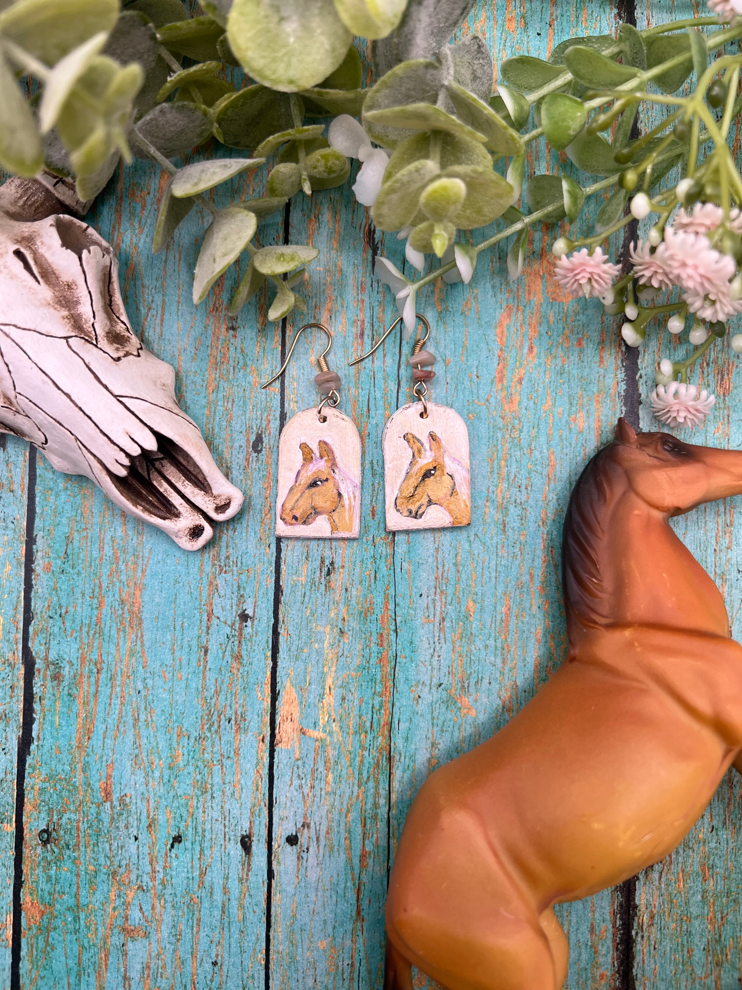 Hand-Painted Horse Earrings