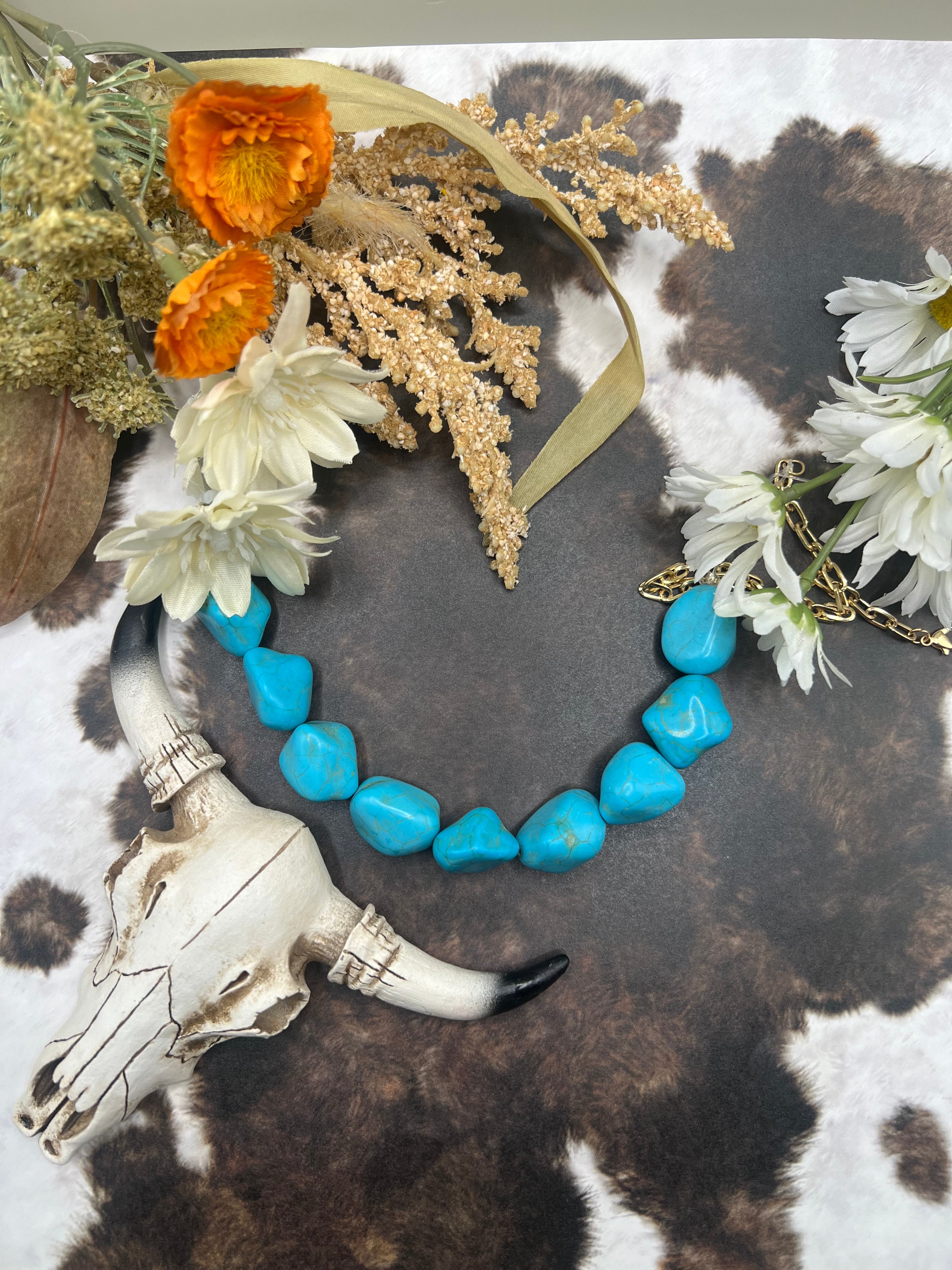 Chunky Beaded Turquoise Choker