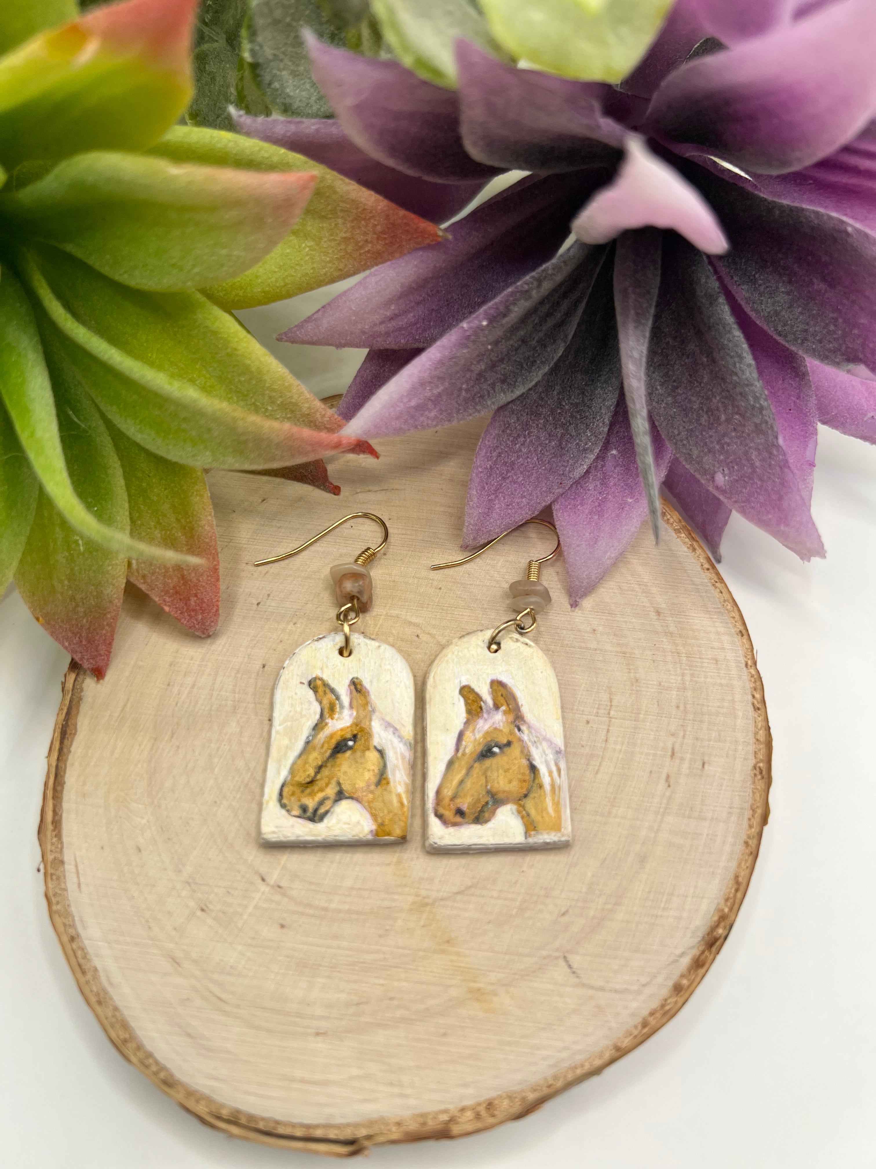 Hand-Painted Horse Earrings
