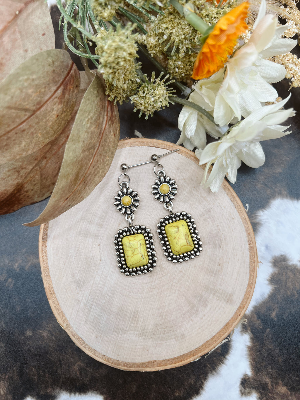 Yellow Flower Earrings