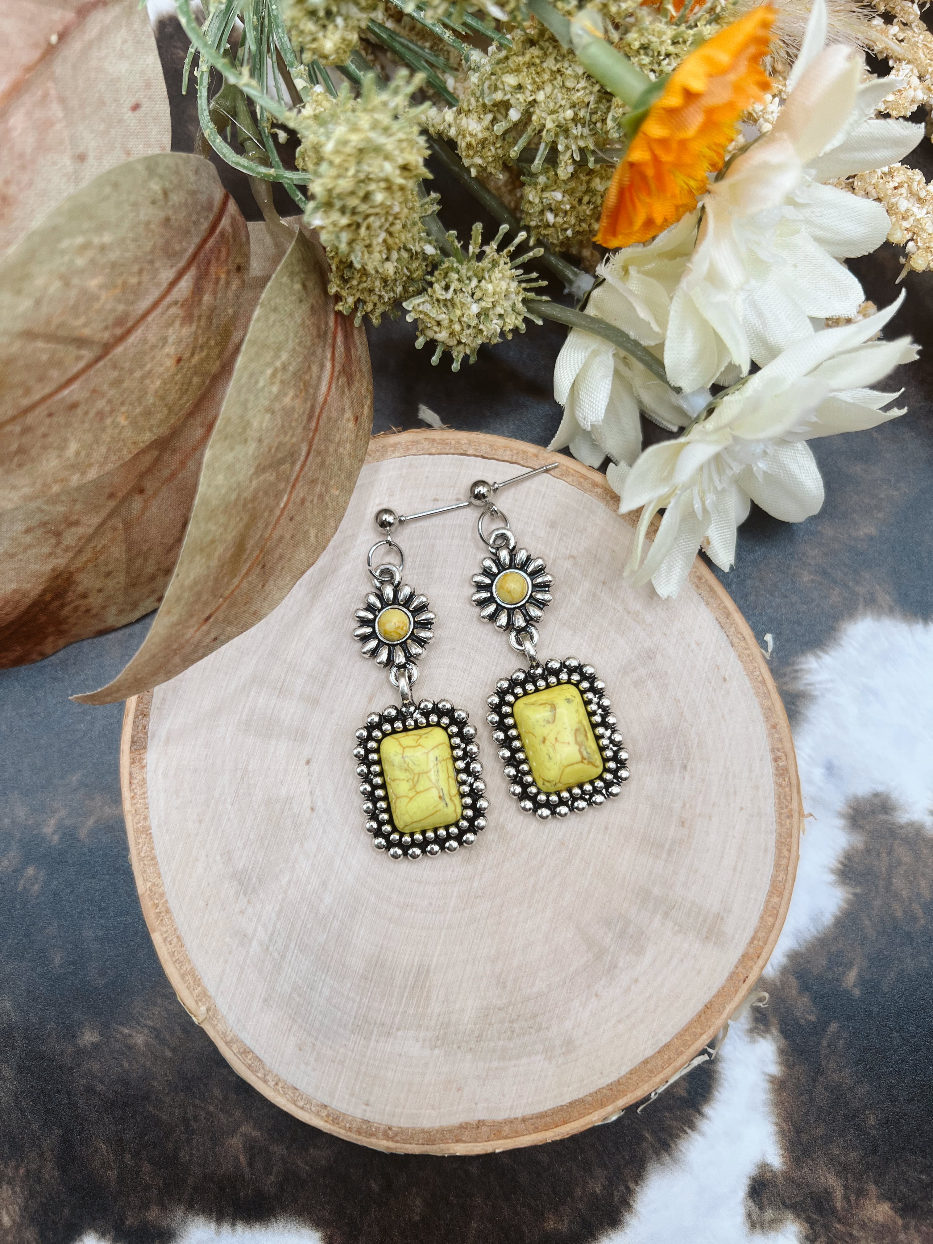 Yellow Flower Earrings