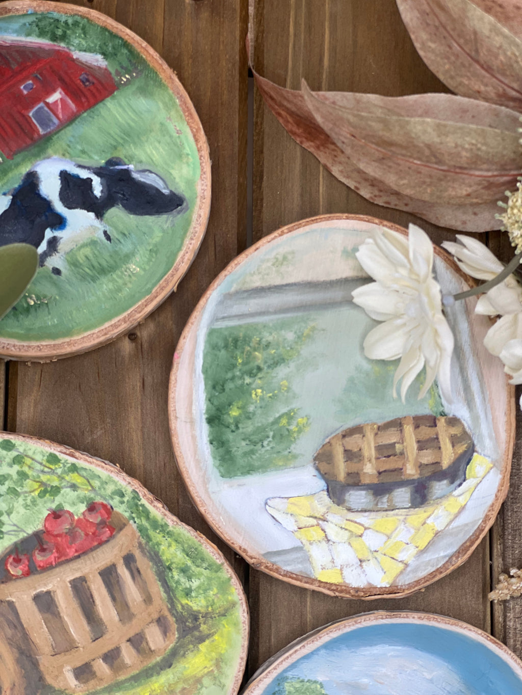 Oil-Painted Farm Coasters