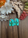 Hand-painted Cactus Earrings (Blue)